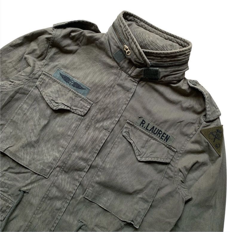 RRL Ralph Lauren olive green hbt military field jacket embroidered patches. Size US M / EU 48-50 / 2 - 2 Thumbnail