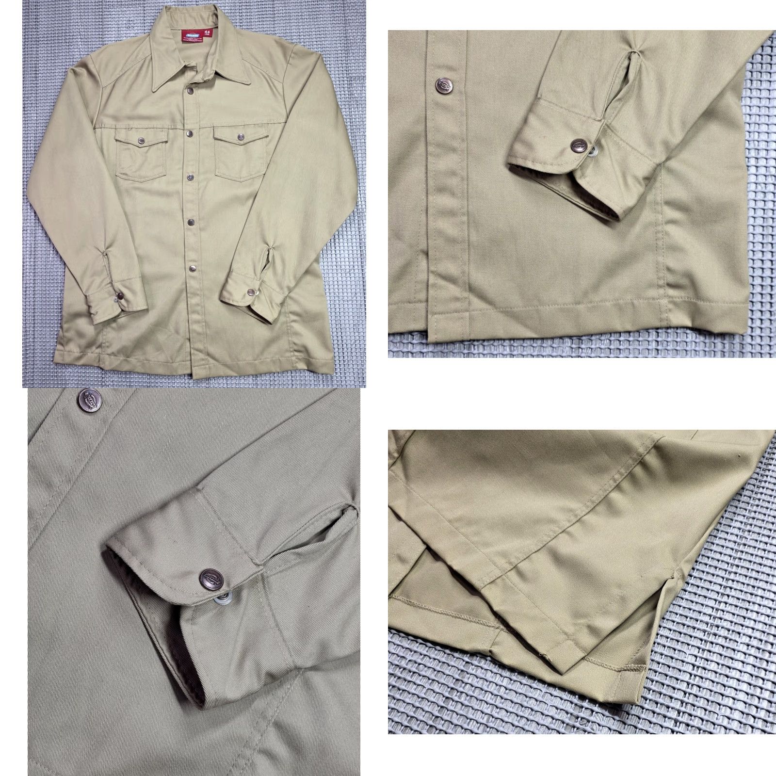 Dickies VINTAGE Dickies Shirt Jacket 44L Beige Heavy Canvas USA Shacket Men 70s 80s Workwear Snap Button All Seasons Pockets Collar MID-LENGTH Jacket Size US XXL / EU 58 / 5 - 8 Thumbnail