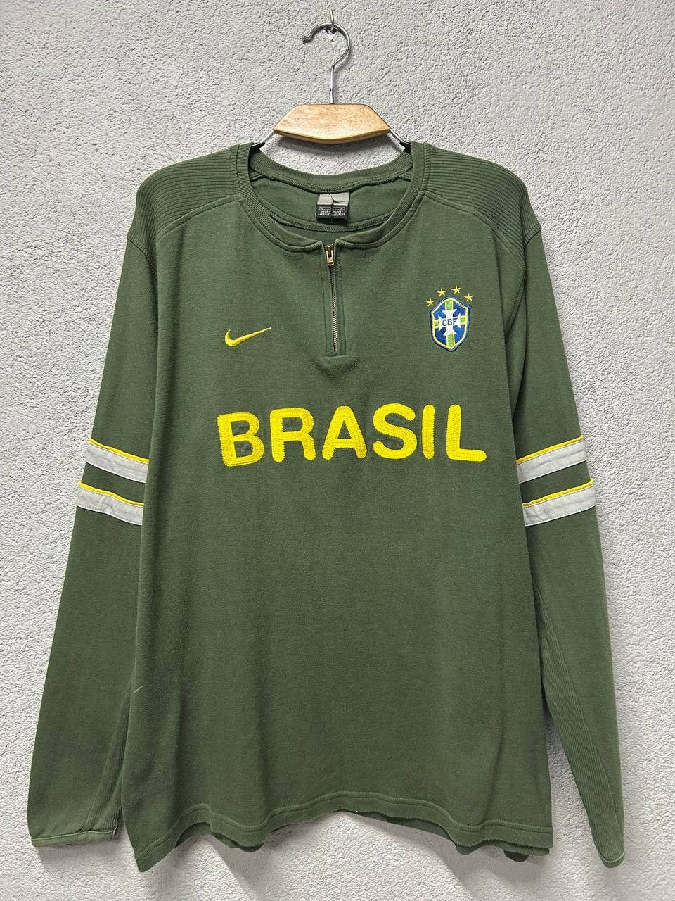 vintage Nike Brasil National Team mens sweatshirt 1/4 zip L