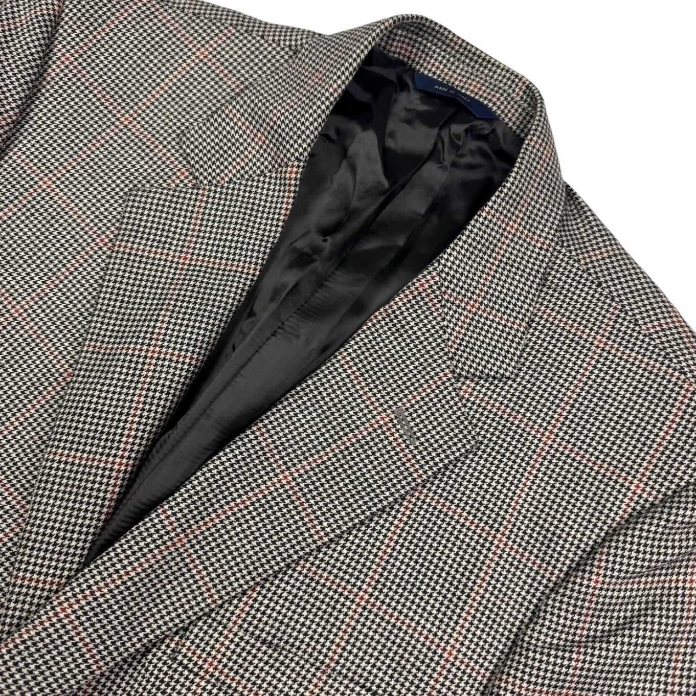 Brooks Brothers Brooks Brothers Blazer Men's 100% Wool Black Red Houndstooth Plaid Italy 43R 2-Button Front Notch Lapel Regular Vintage No N/A Size 46R - 2 Thumbnail