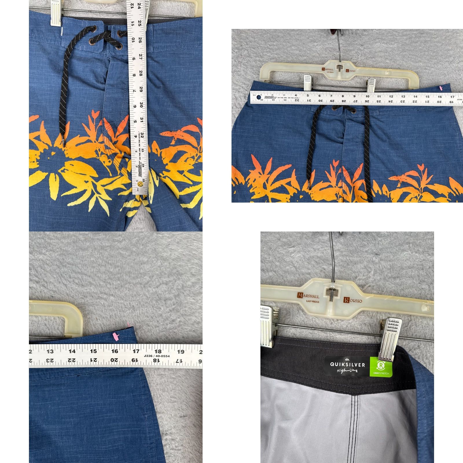 Quiksilver Quiksilver Board Shorts Mens 32 Blue Orange Floral Polyester 32x9 Beach Size US 32 / EU 48 - 8 Thumbnail