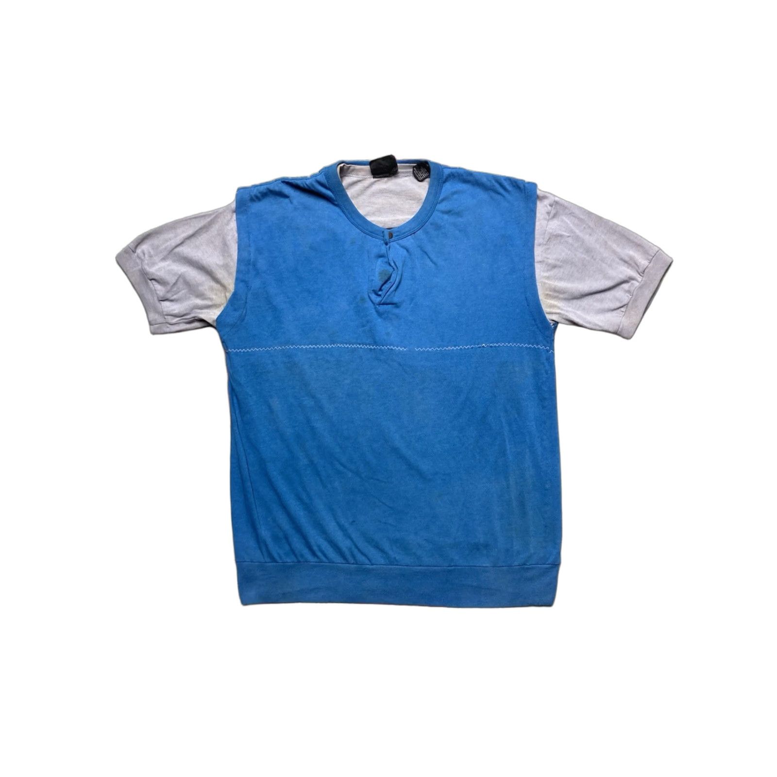 Vintage VINTAGE 70s 80s T-Shirt Henley Gray Blue Adult Large Boxy Mens Size US L / EU 52-54 / 3 - 1 Thumbnail