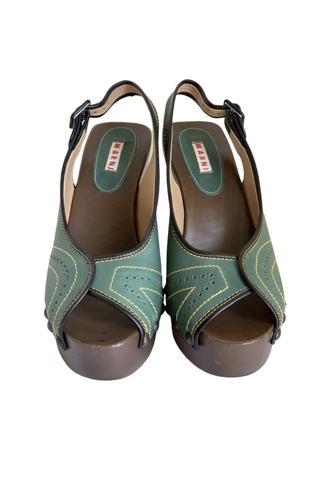 Marni Marni Leather Platform Wedge Sandals Size US 10 / IT 40 - 1 Thumbnail