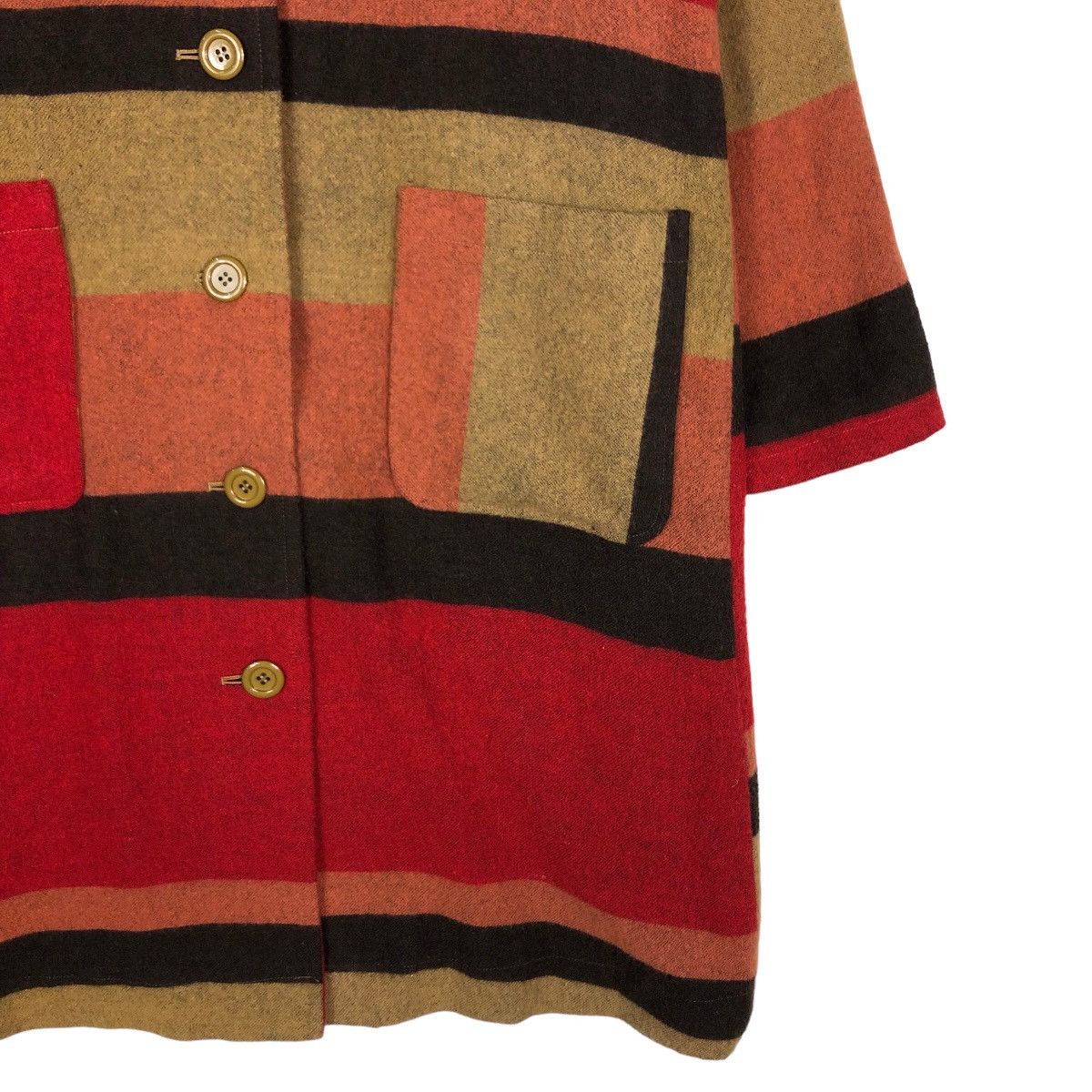 Vintage 🔥Wool Jacket Biker Burn Breeze Japan Made Striped Style Size US M / EU 48-50 / 2 - 5 Thumbnail