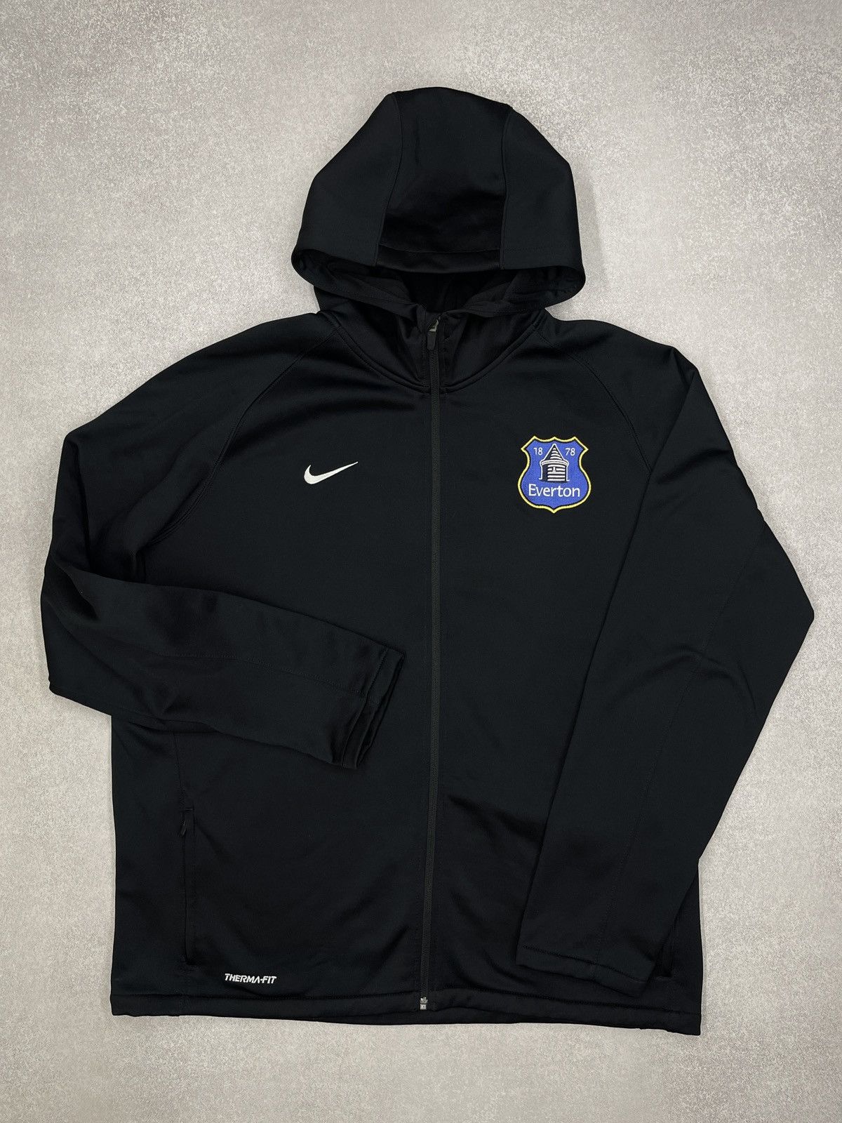 Nike Vintage Nike Everton Football Zip Hoodie Black Terma Fit Size US XXL / EU 58 / 5 - 2 Thumbnail