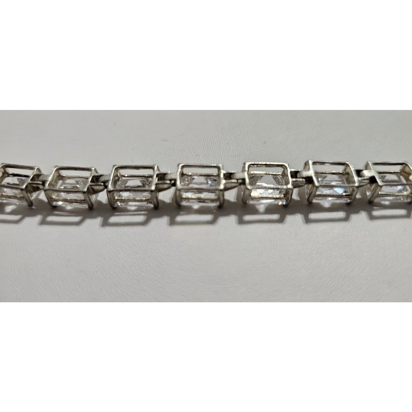 Other Cubic Zirconia Tennis Link Silver Bracelet Size ONE SIZE - 6 Thumbnail