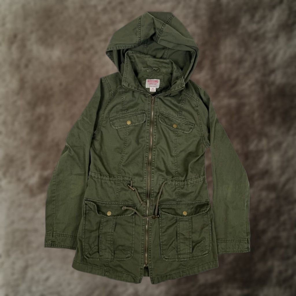Mossimo Mossimo Supply Co Jacket Womens M Green Hooded Anorak Utility Zip Field Jacket/Coat Size M / US 6-8 / IT 42-44 - 1 Thumbnail