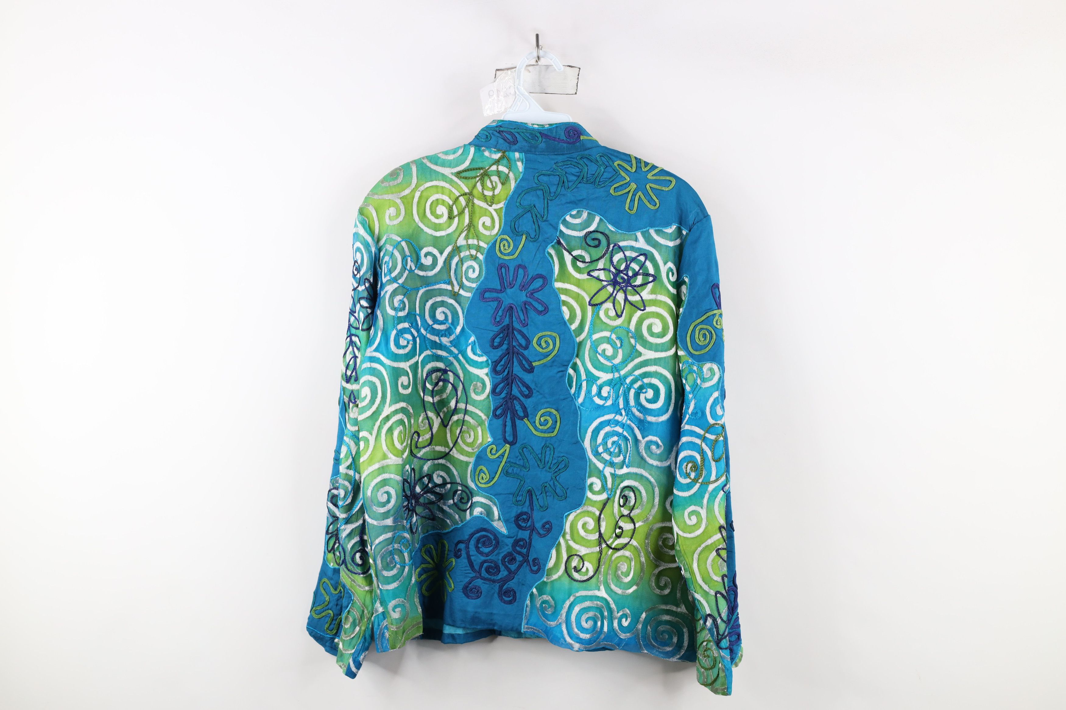 Vintage Vintage 90s Streetwear Flower Silk Button Shirt Jacket Size XL / US 12-14 / IT 48-50 - 11 Thumbnail