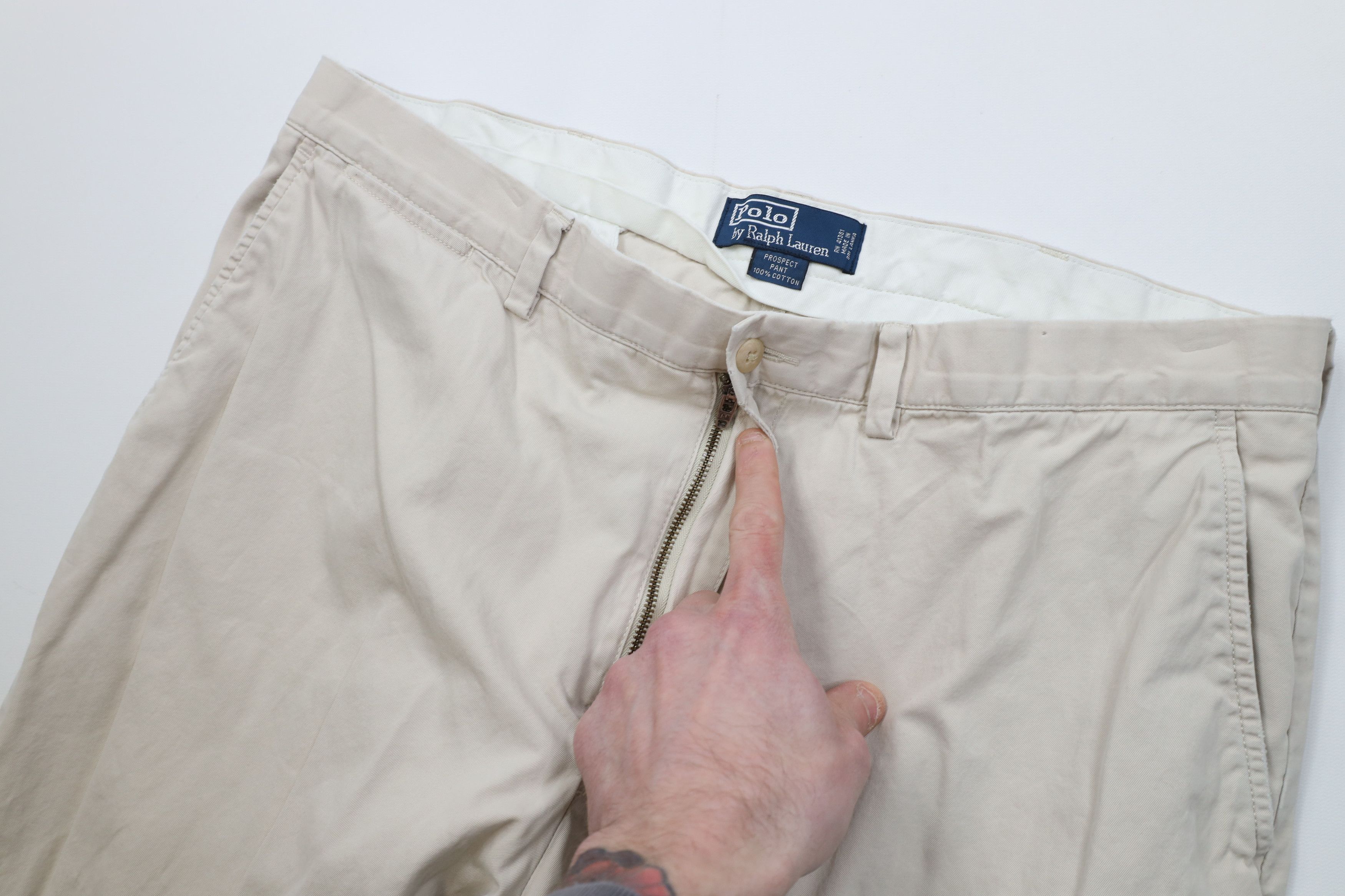 Ralph Lauren Vintage 90s Ralph Lauren Prospect Wide Leg Chino Pants Stone Size US 38 / EU 54 - 8 Thumbnail