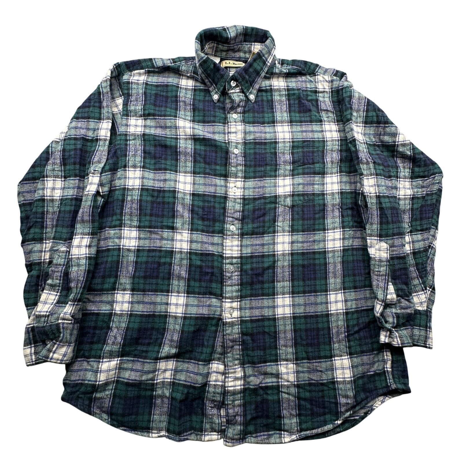 L.L. Bean Vintage LL Bean Green Plaid Flannel Button Up L Button Down Size US L / EU 52-54 / 3 - 1 Thumbnail