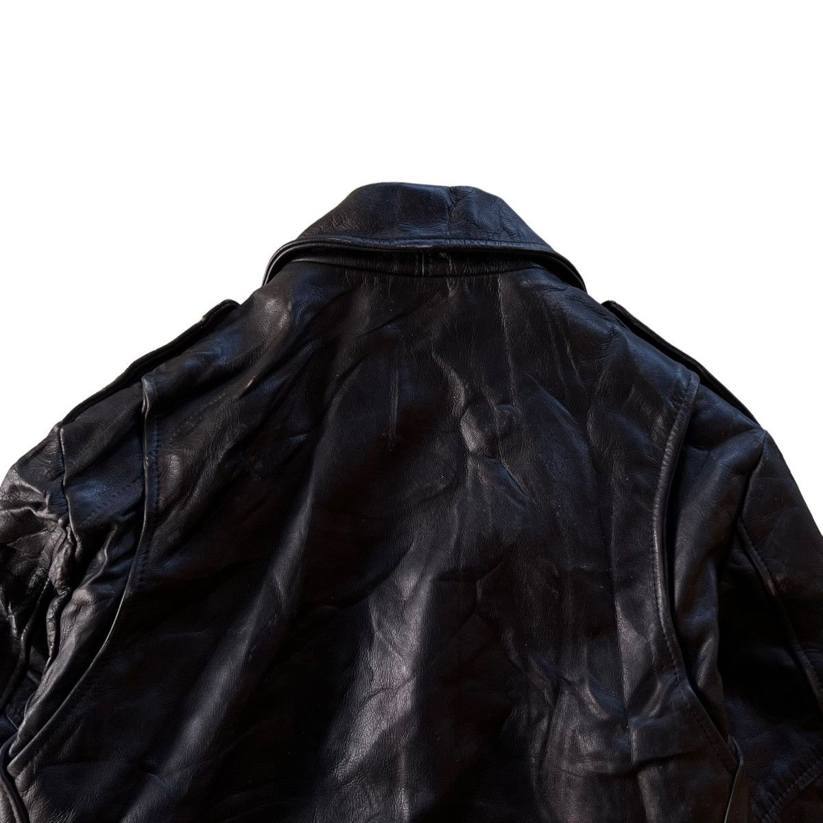 Vintage 🔥VTG LEATHER BIKER JACKET DOUBLE BREAST PROTECH APPAREL Size US M / EU 48-50 / 2 - 12 Thumbnail