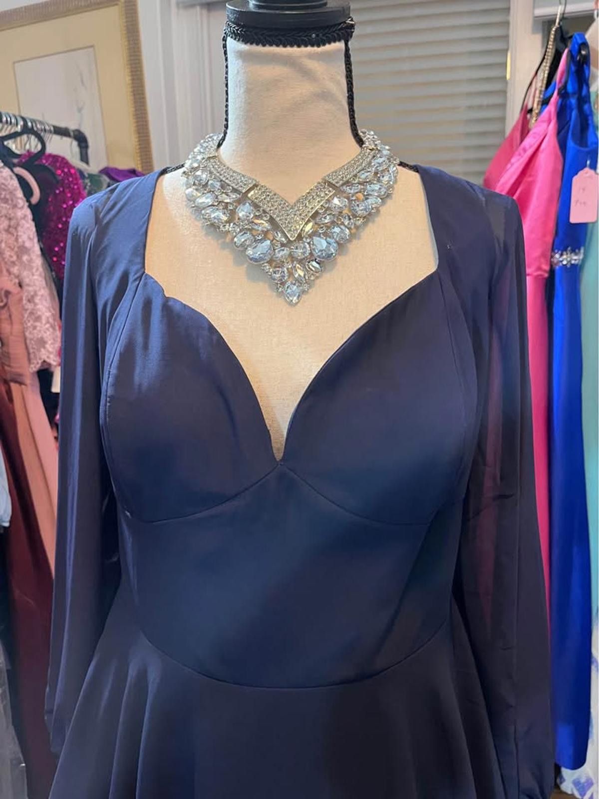 Other Size 16 layered navy blue long sheer sleeve gown Size XL / US 12-14 / IT 48-50 - 3 Thumbnail