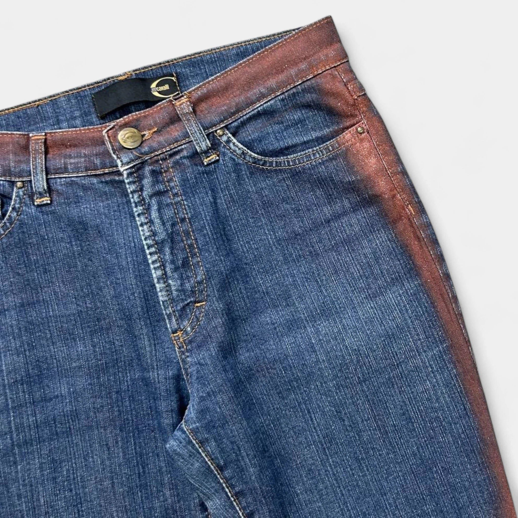 Roberto Cavalli Just Cavalli 2000s Denim Flared "Graffiti" Jeans Size 26" / US 2 / IT 38 - 2 Thumbnail
