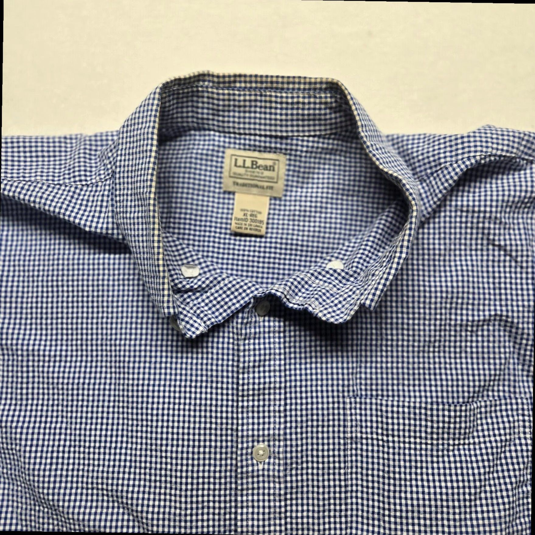 Vintage L.L. Bean Men's Regular Fit Button-Up Shirt Blue Check XL Long Sleeve 100% Cotton Size US XL / EU 56 / 4 - 2 Thumbnail