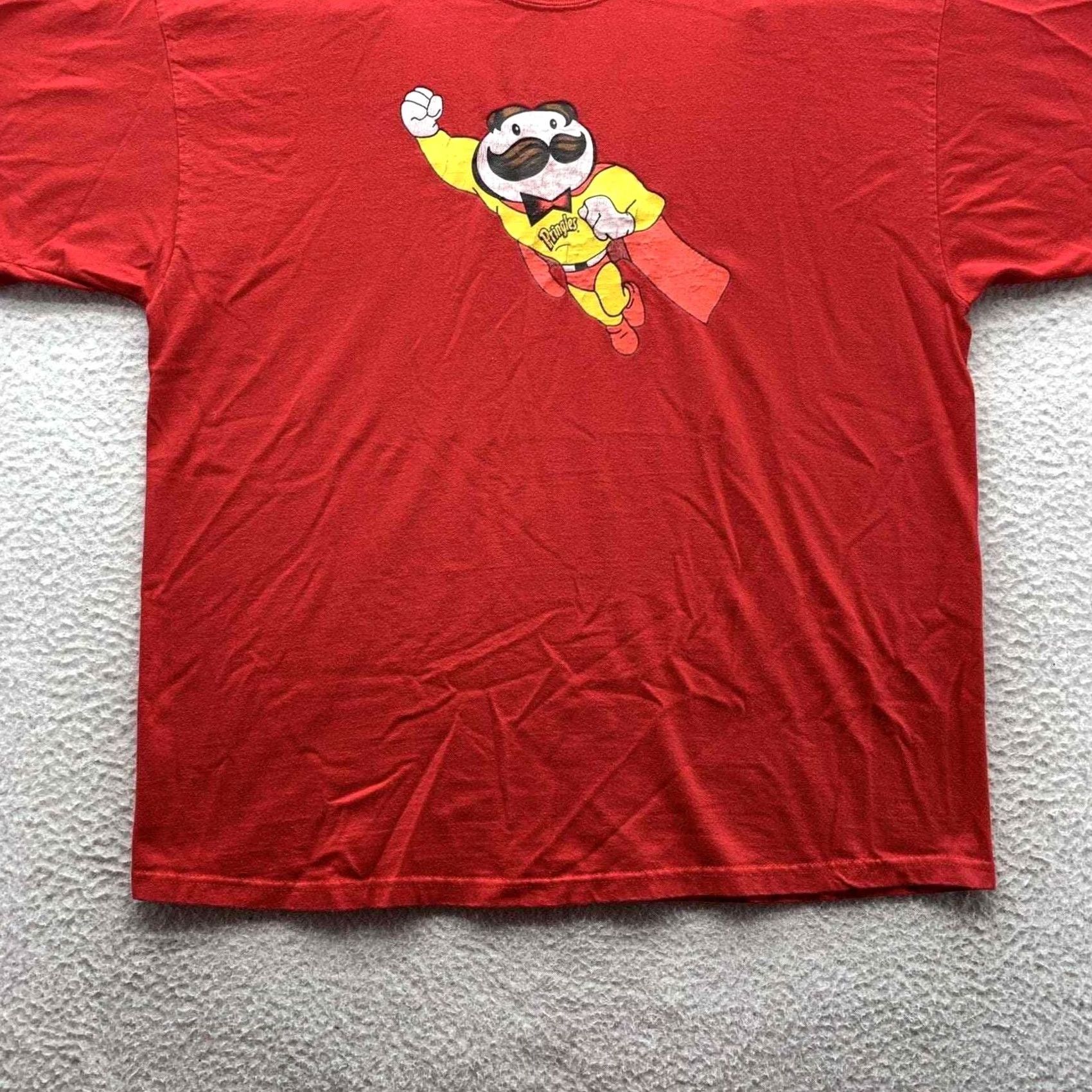 Hanes VINTAGE Hanes Beefy T-Shirt Adult XL X-Large Red Pringles Man Superhero Chips Snacks Size US XL / EU 56 / 4 - 3 Thumbnail