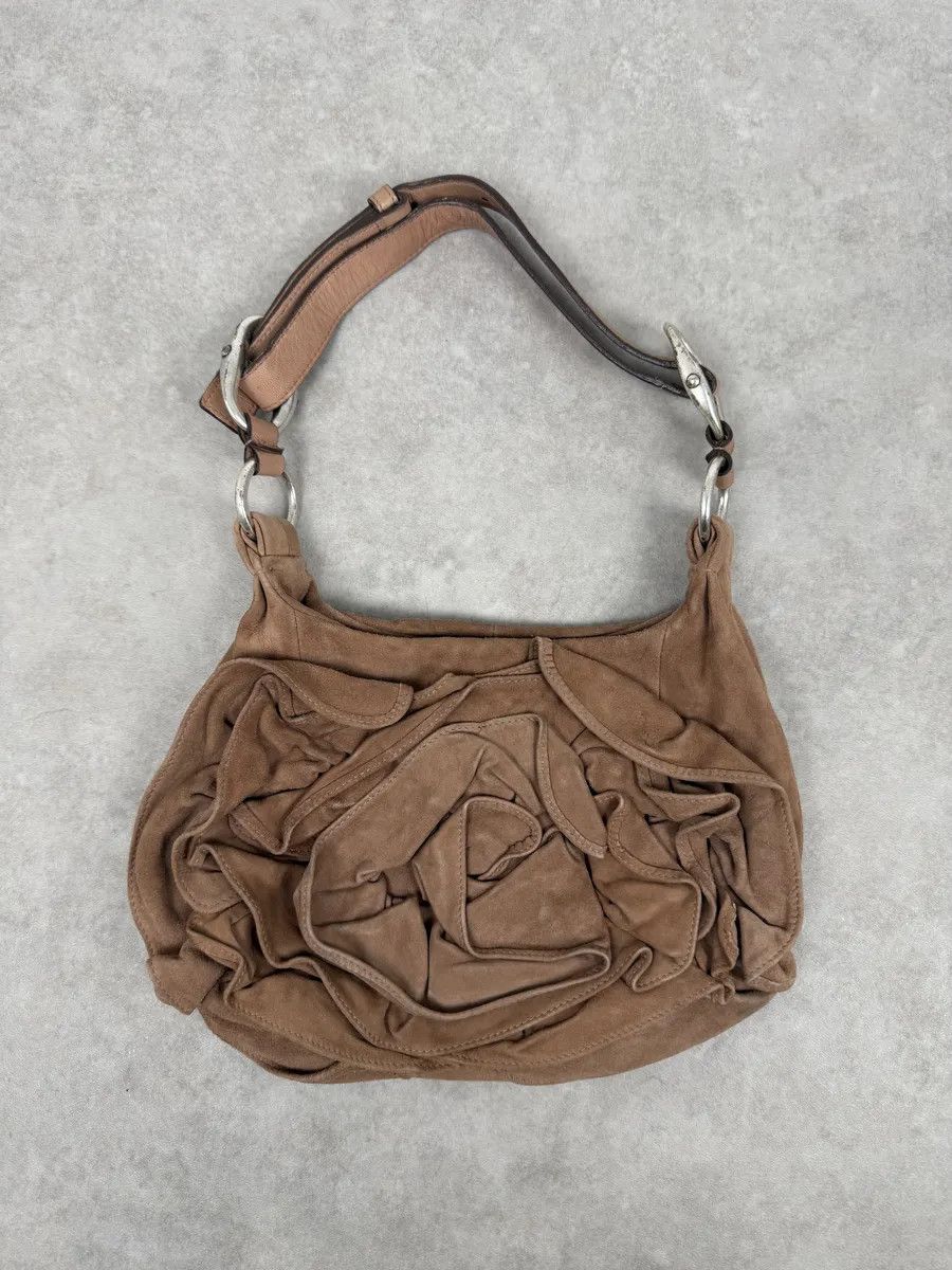 Yves Saint Laurent 2000s Yves Saint Laurent Mauve Purple Flower Suede Leather Bag Size ONE SIZE - 1 Thumbnail