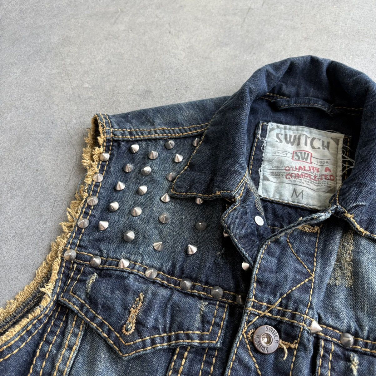 Japanese Brand × Vintage CRAZY Y2K Vintage Scab Punk Studded Jean Jacket Vest Thrash Size US M / EU 48-50 / 2 - 8 Thumbnail