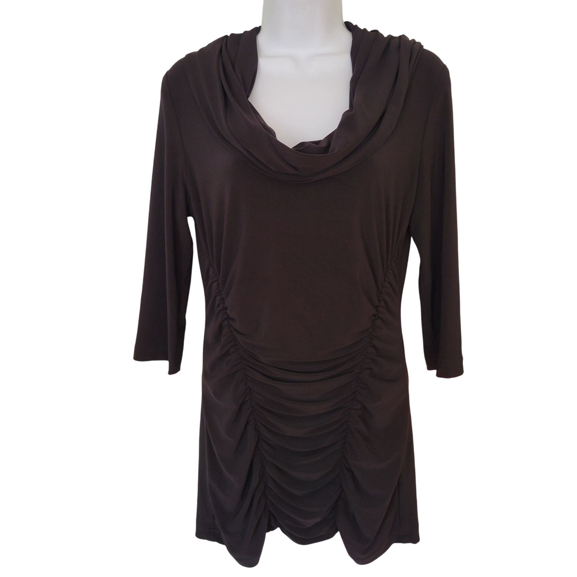 Joseph Ribkoff Joseph Ribkoff 8 Black Cowl Neck Shawl Ruched Tunic Top Stre Size M / US 6-8 / IT 42-44 - 2 Thumbnail