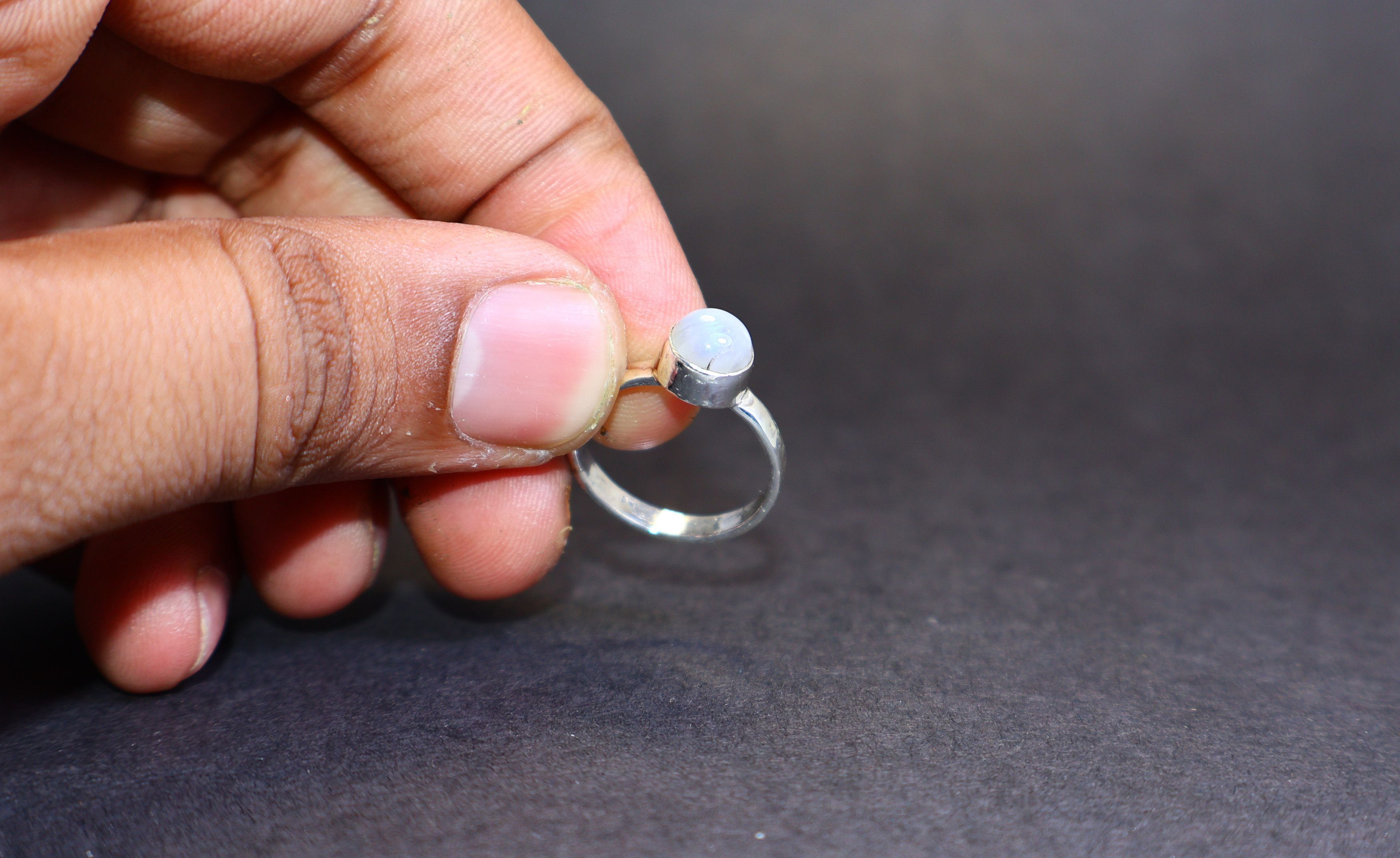 Handmade Moonstone Ring, 925 Sterling Silver Ring, Blue Gemstone Ring Size ONE SIZE - 7 Thumbnail
