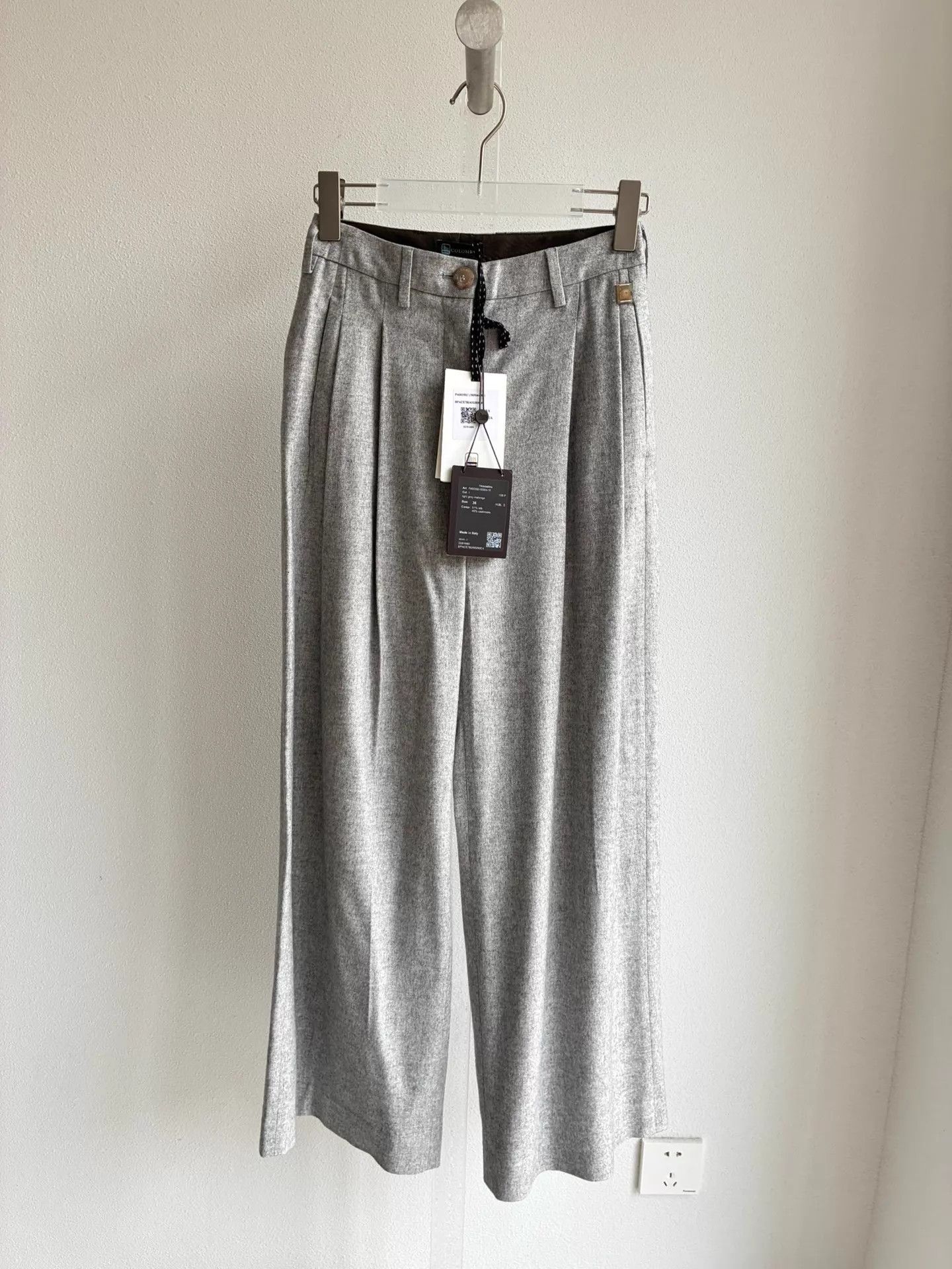 Colombo COLOMBO Italian Gray Wool Wide Leg Trousers 36 IT women's Size 25" / US 0 / IT 36 - 1 Thumbnail