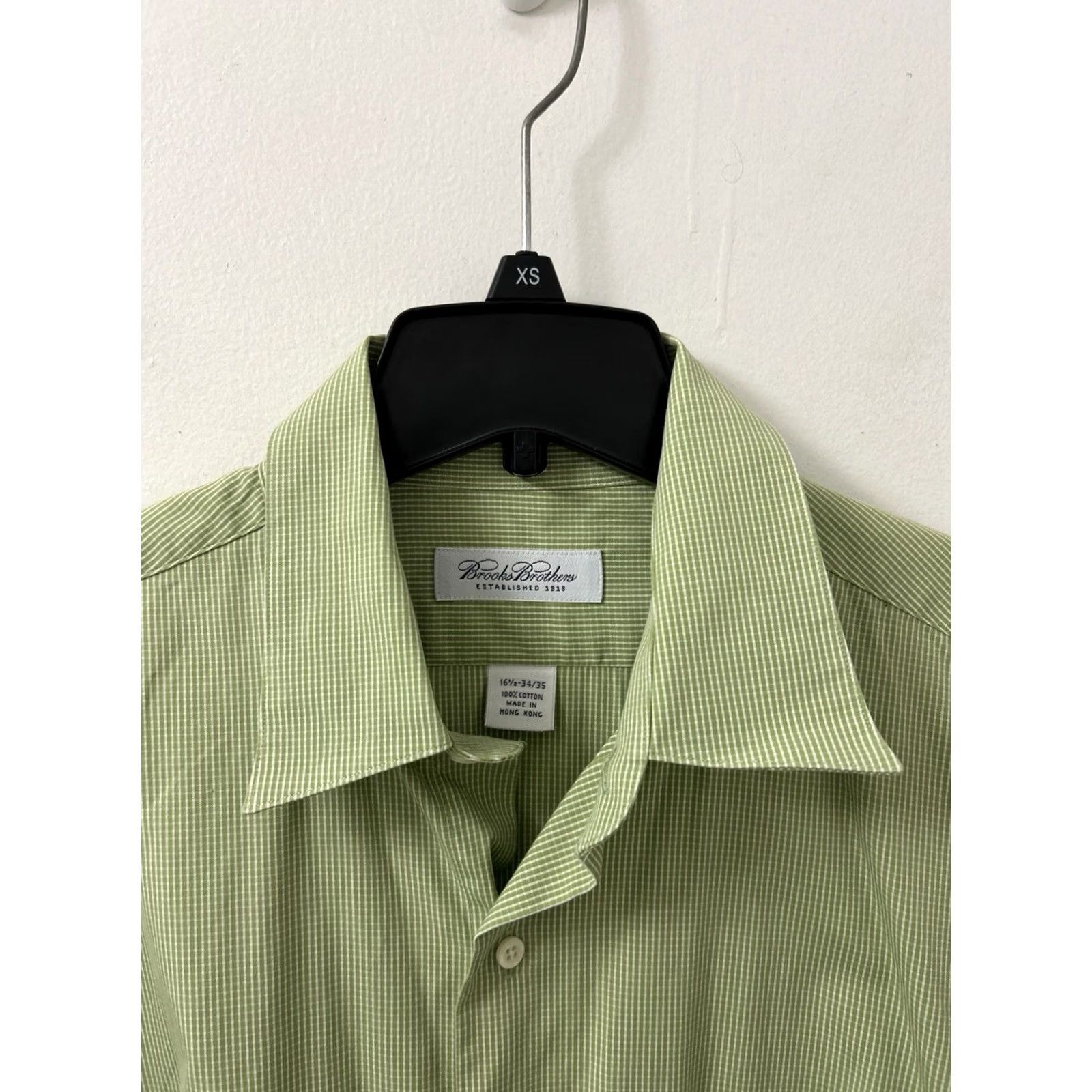 Brooks Brothers Brooks Brothers Shirt Mens 16.5 Green Gingham Button Up Long Sleeve Dress Shirt Size US XL / EU 56 / 4 - 5 Thumbnail