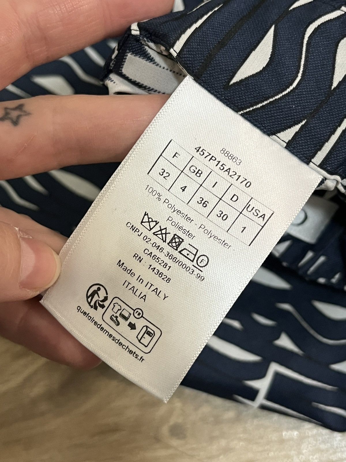 Dior Miss Dior Technical Monogram Taffeta Jacquard Navy Motif Size 25" / US 0 / IT 36 - 11 Thumbnail