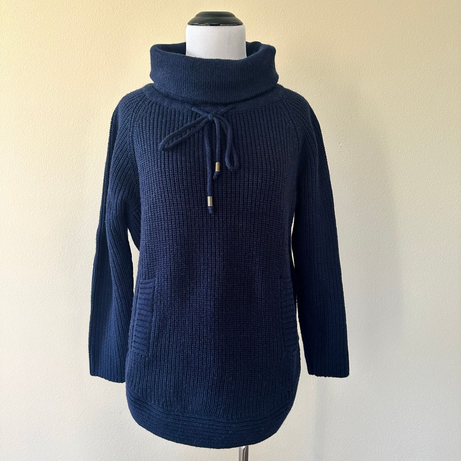 Other Kookai Navy Wool Chunky Knit Cowl Neck Sweater Size M Size M / US 6-8 / IT 42-44 - 1 Thumbnail