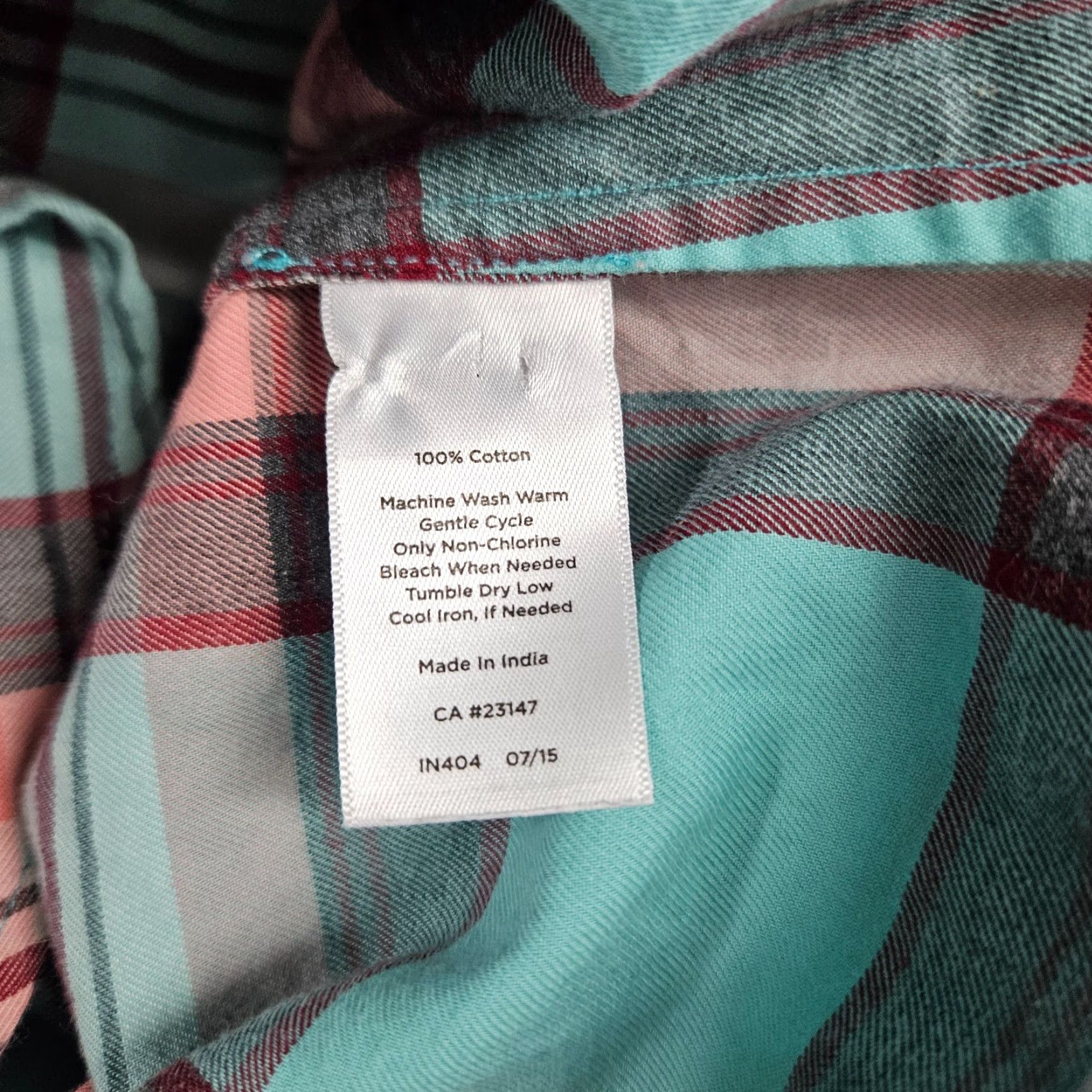 Talbots Talbots Shirt Womens 1X Pink Aqua Plaid Long Sleeve Cotton Button Front Size XL / US 12-14 / IT 48-50 - 5 Thumbnail
