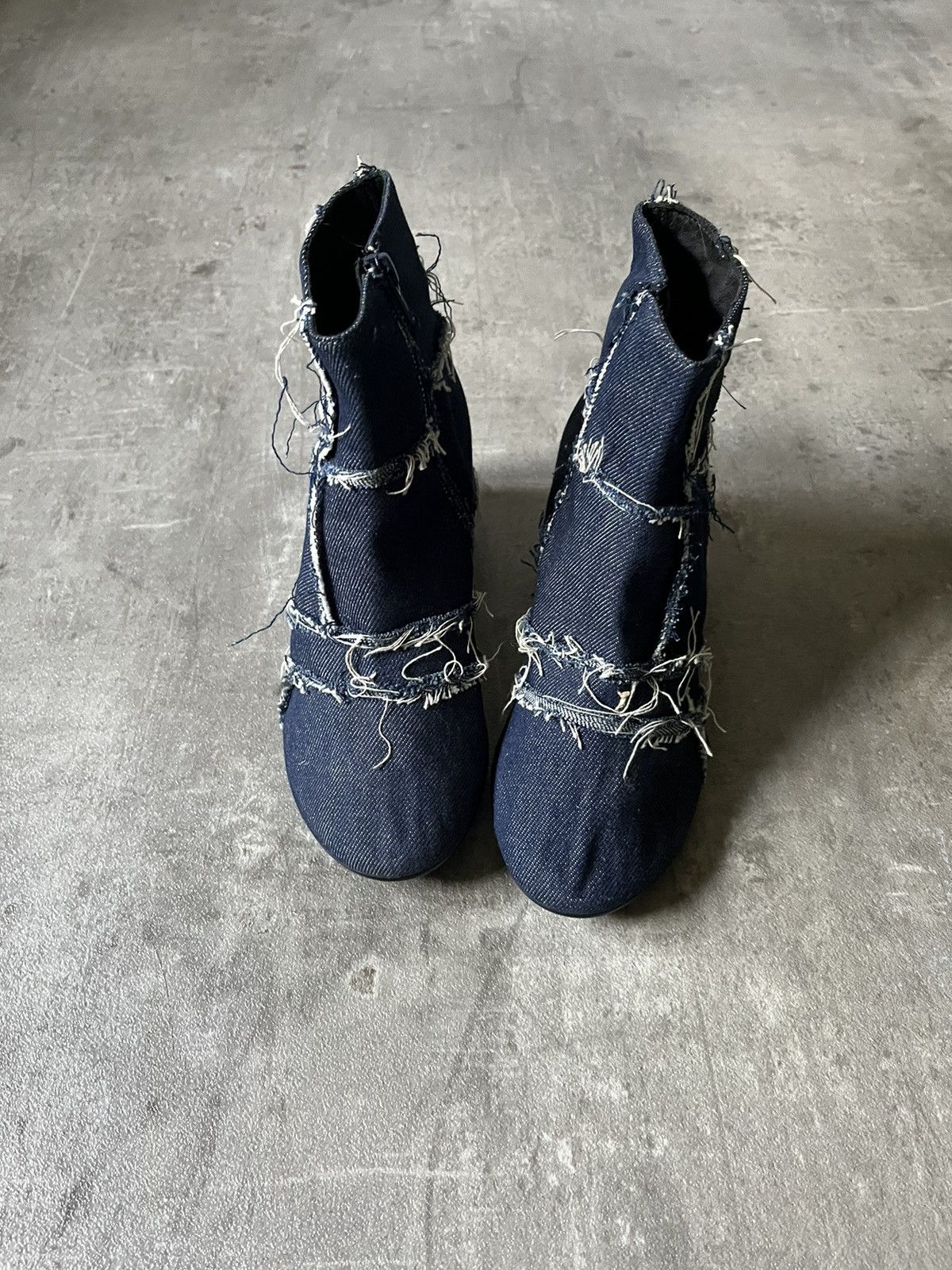 Maison Margiela MM6 Maison Margiela women's denim navy heel boots Size US 6.5 / IT 36.5 - 2 Thumbnail