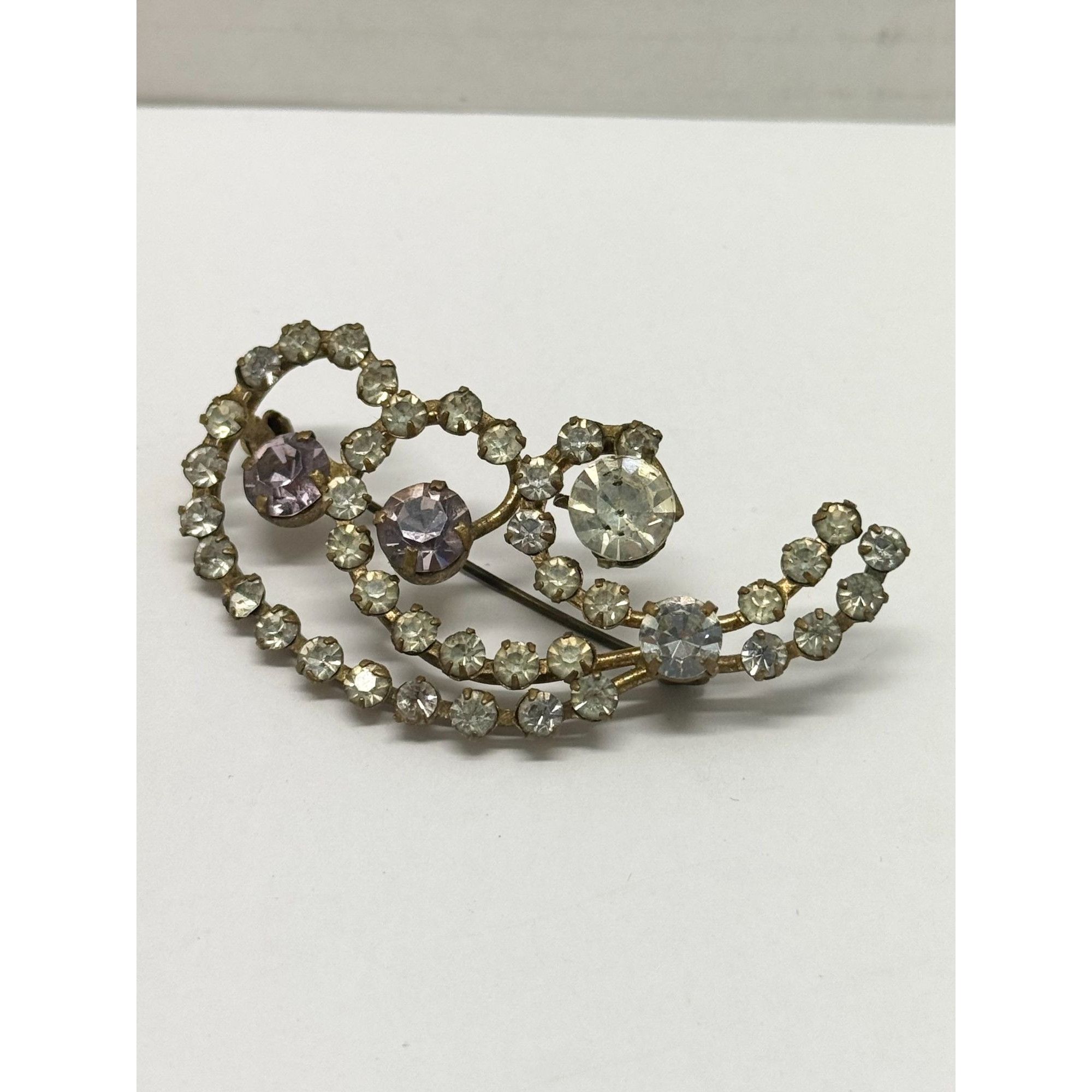 Vintage Vintage rhinestone glass brooch pin Size ONE SIZE - 3 Thumbnail