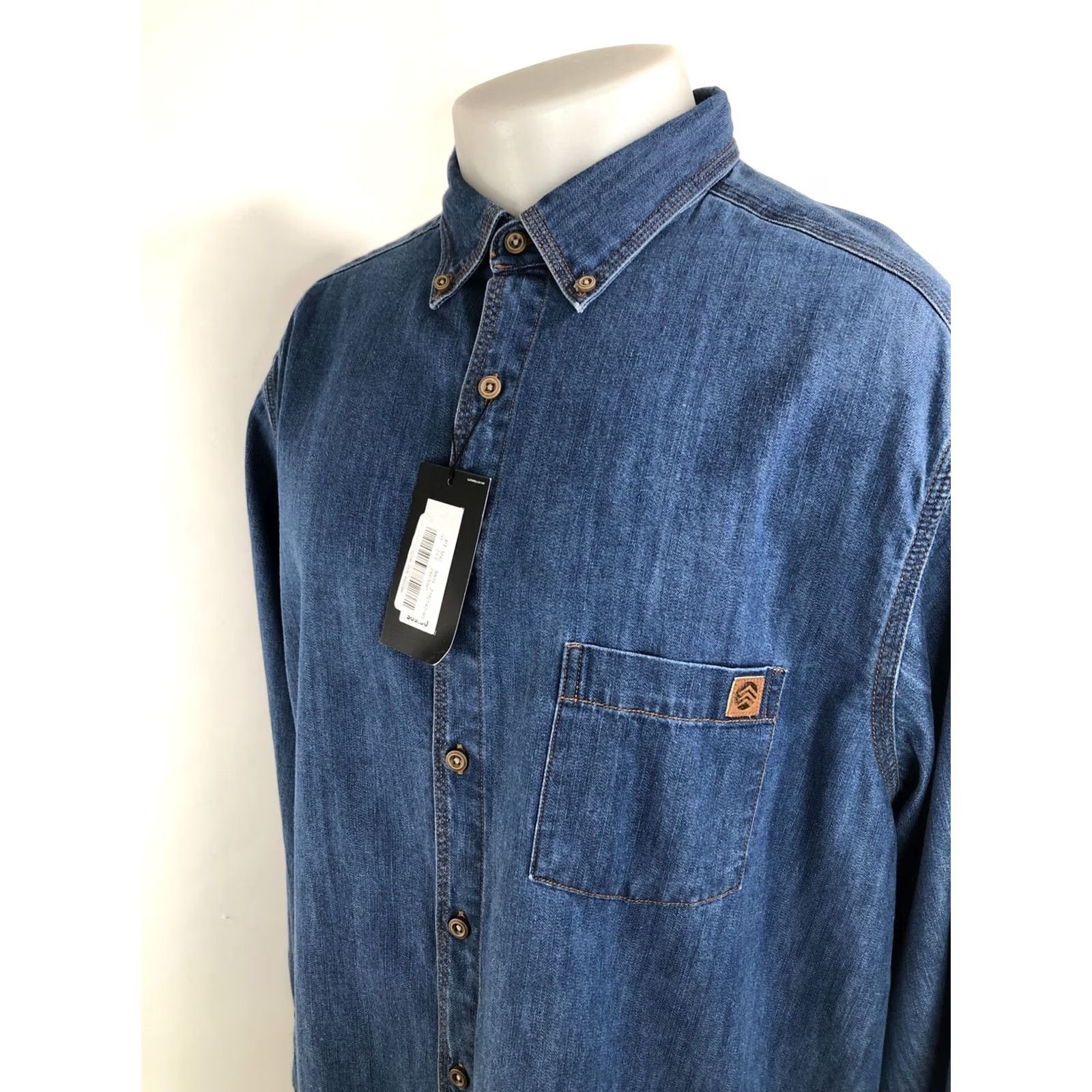 Vintage SOLARIS Shirt Mens XL Tall Lightweight Denim Chambray Blue Button-Up New with Tags Size US XL / EU 56 / 4 - 2 Thumbnail
