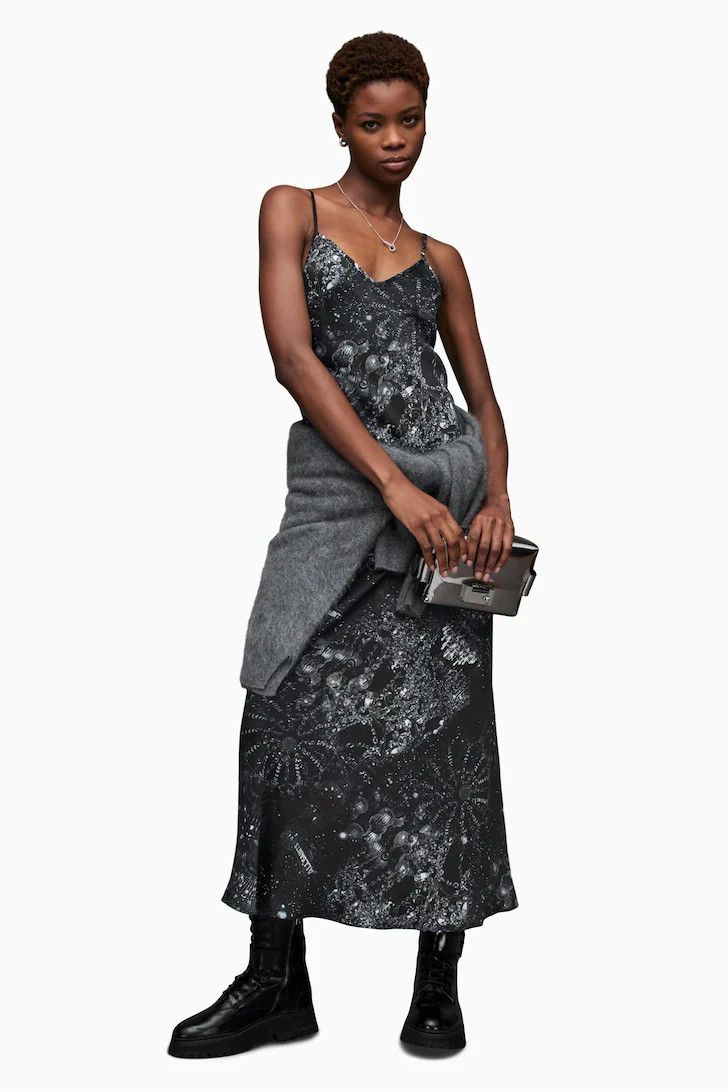 AllSaints Bryony Liza satin maxi dress Uk 4/Us 0/EU 32 NWT