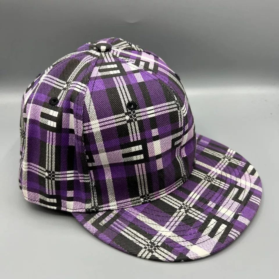 Jordan Brand Air Jordan Hat Men 7 3/8 Purple Plaid Jumpman Fitted Cap Size ONE SIZE - 3 Thumbnail