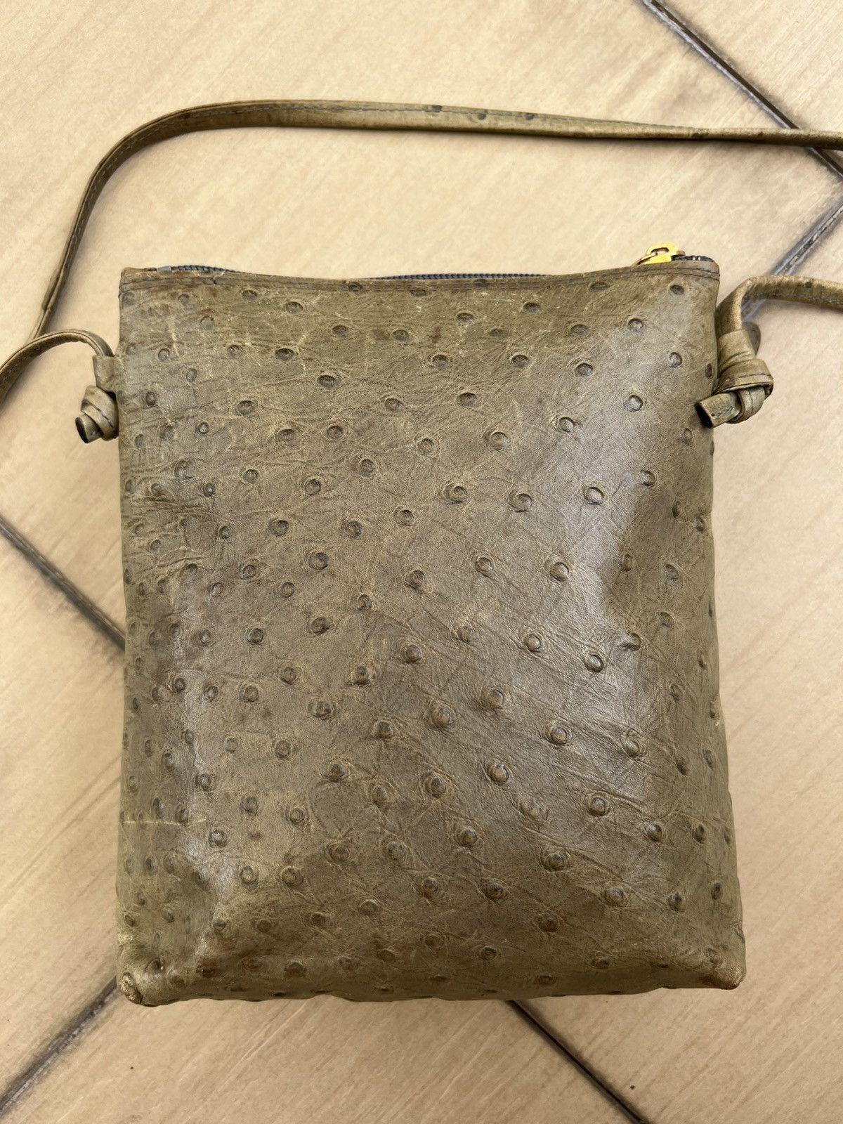 Leather Vintage Jacovitti Italy Patina Ostrich Leather Bag Unisex Size ONE SIZE - 9 Thumbnail