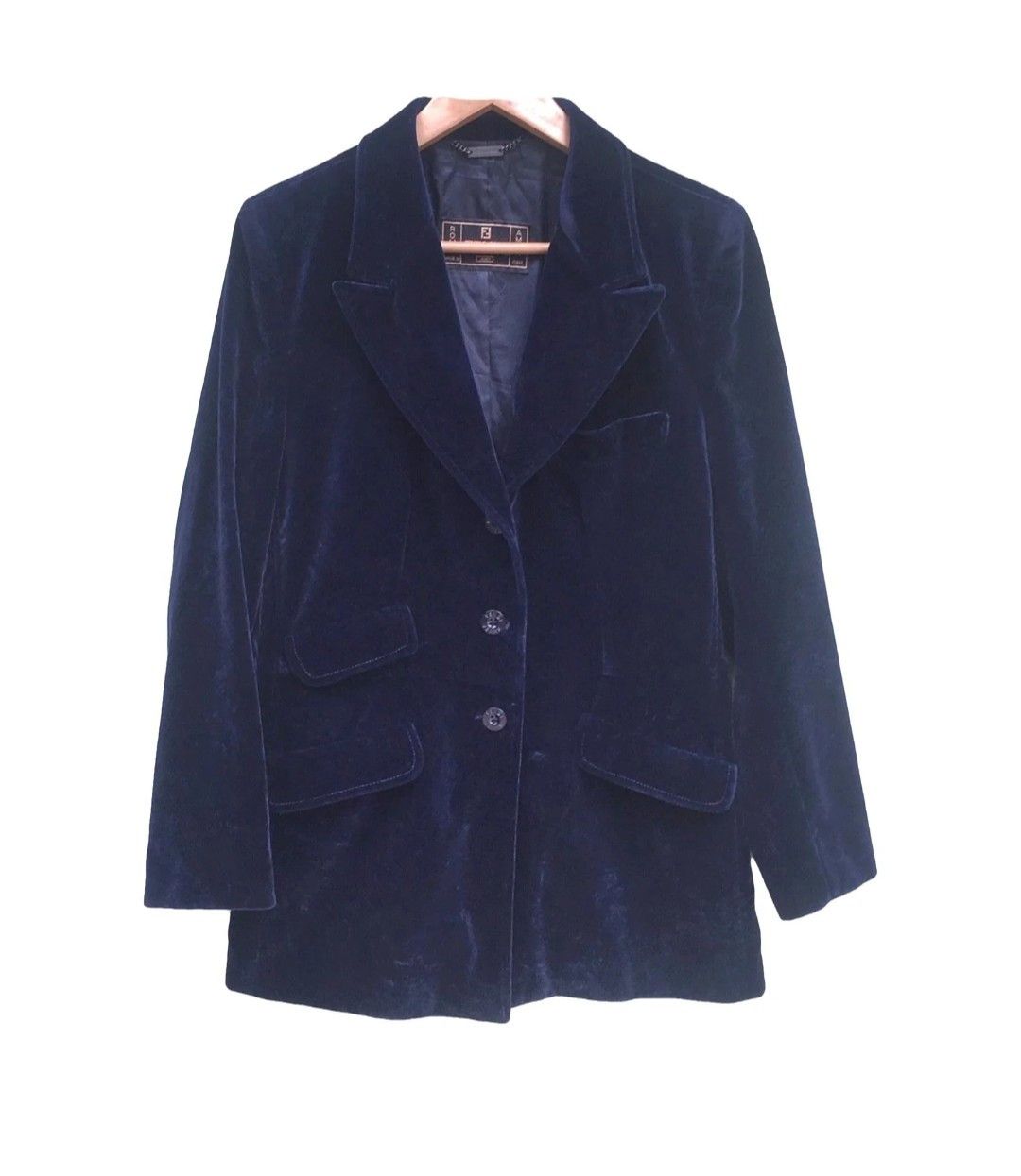 Fendi Vintage Fendi Jeans Luxury Velvet Navy Blazer Size 38S - 1 Thumbnail