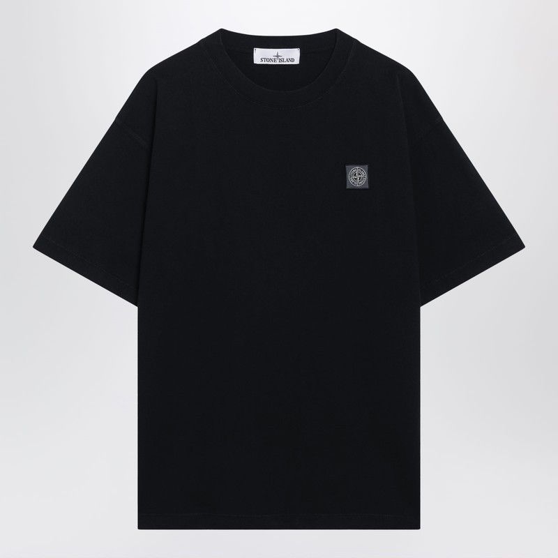 Stone Island Navy Blue T-Shirt With Logo Patch