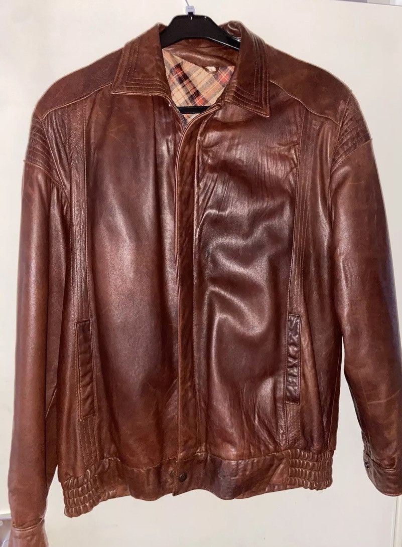 The Unbranded Brand 80s Brown leather bomber jacket L Made In England RARE Size US L / EU 52-54 / 3 - 9 Thumbnail
