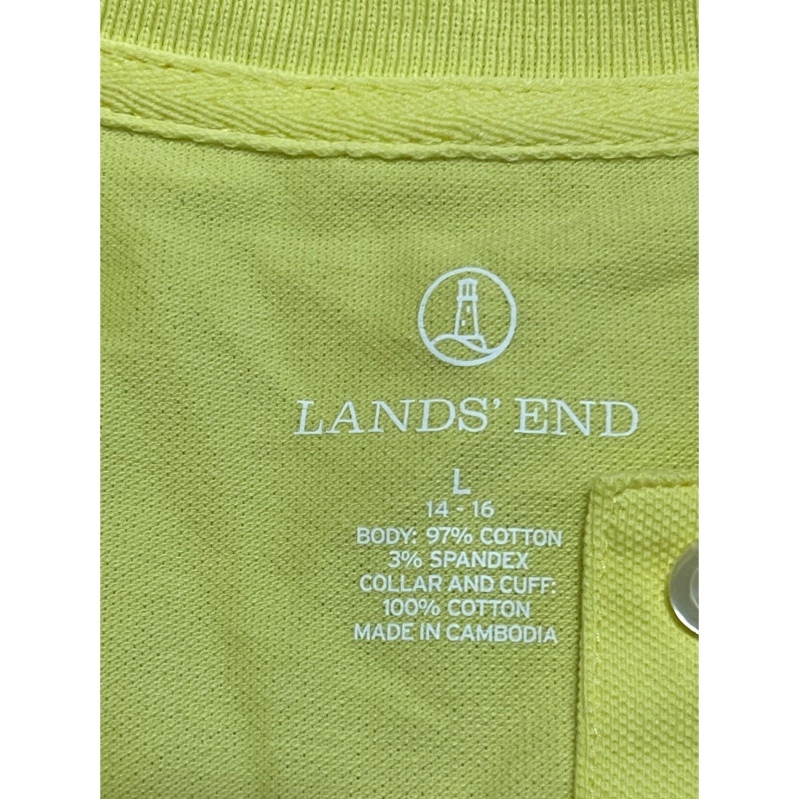 Lands' End Lands' End Polo Shirt Women's Large Yellow Short Sleeve Casual Modern Basic Shirt Womens L Polo Yellow Short Sleeve Lands' End Size L / US 10 / IT 46 - 5 Thumbnail