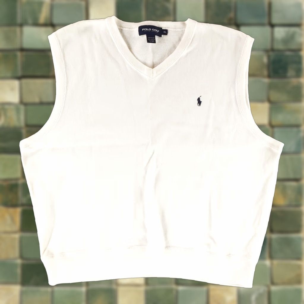 Polo Ralph Lauren Polo Golf Ralph Lauren V Neck Sweater Vest White Mens XL US Made V-Neck Size US XL / EU 56 / 4 - 1 Thumbnail