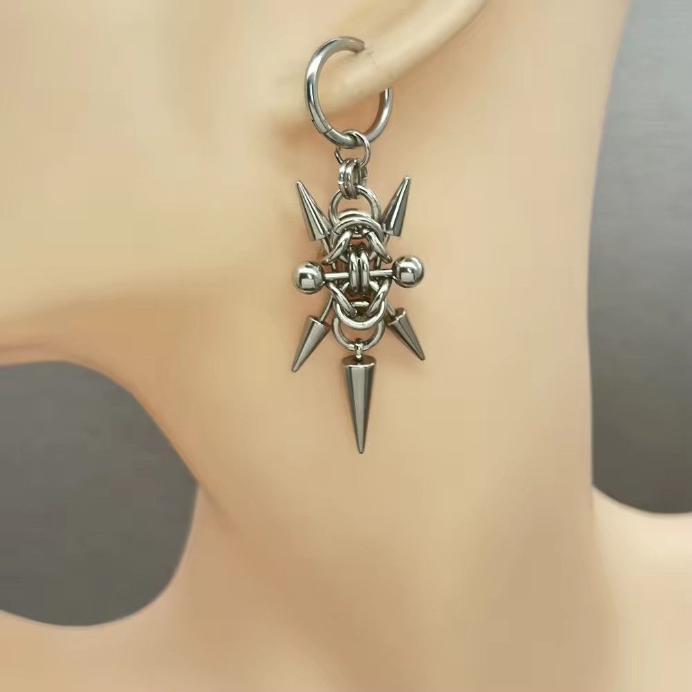 Jewelry Gothic Hoops Spike Piercing Long Dangle Earring Size ONE SIZE - 1 Thumbnail