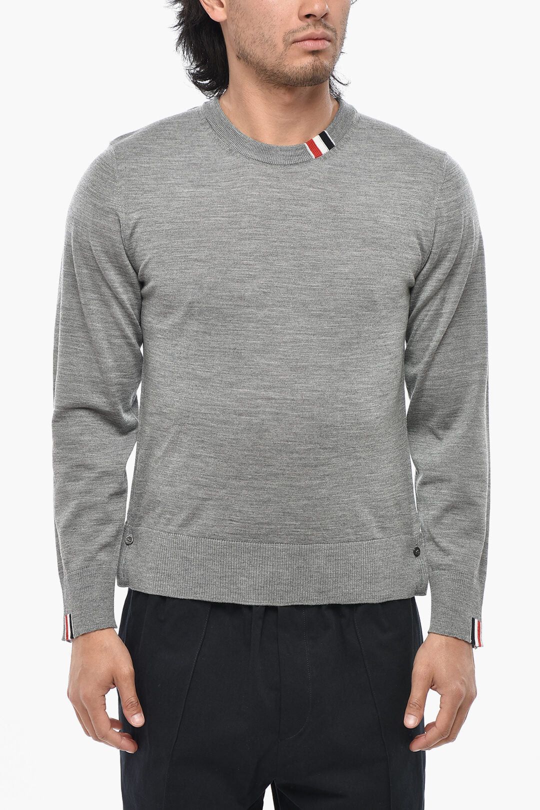 Thom Browne og1mm0426 Relaxed-Fit Virgin Wool Crewneck Sweater in Grey Size US S / EU 44-46 / 1 - 1 Thumbnail