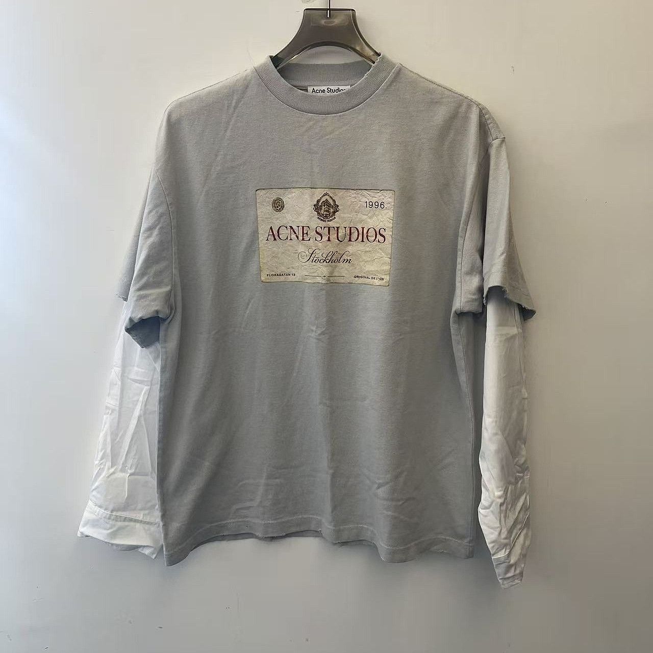 Acne Studios Acne Studios Logo Print Layered Long Sleeve T-Shirt XXS Size US XXS / EU 40 - 1 Thumbnail