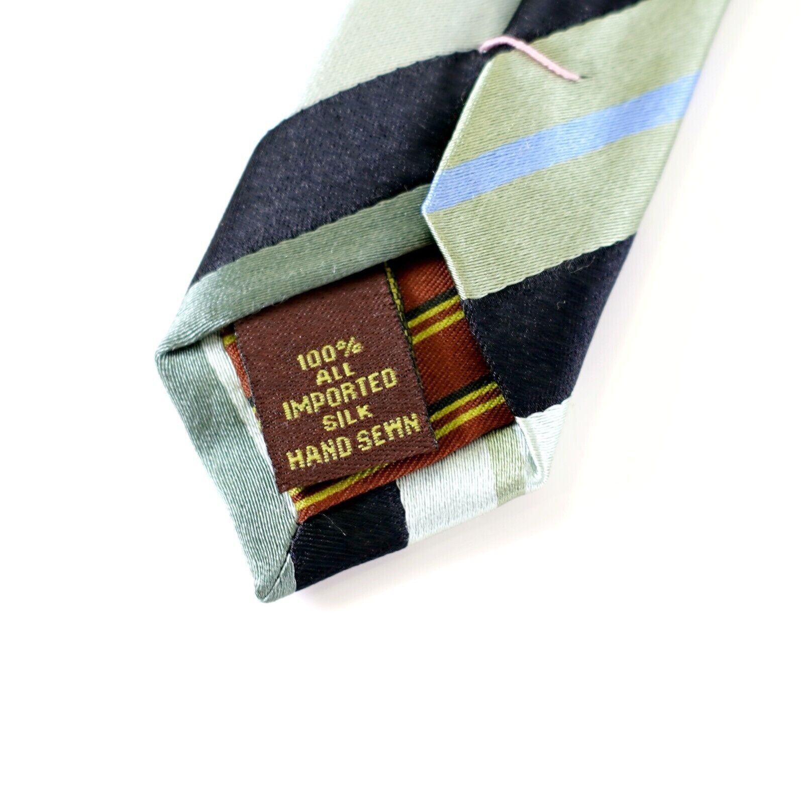BCBGeneration BCBG Green Blue Striped Woven Silk Tie Size ONE SIZE - 4 Thumbnail