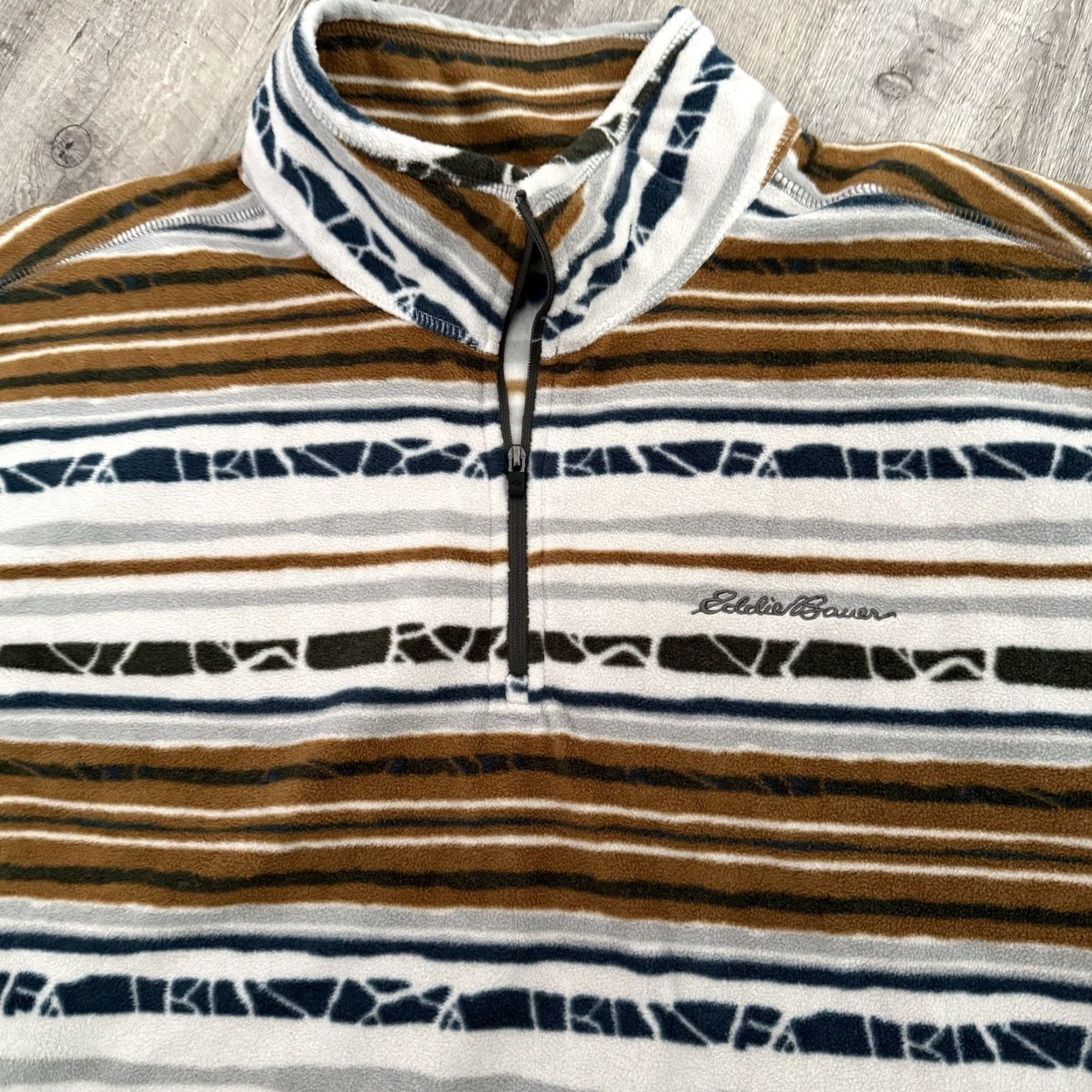 Eddie Bauer Eddie Bauer 1/4 Zip Pullover Mens XL Lightweight Fleece Striped Blue Jacket Sweatshirt Size US XL / EU 56 / 4 - 3 Thumbnail