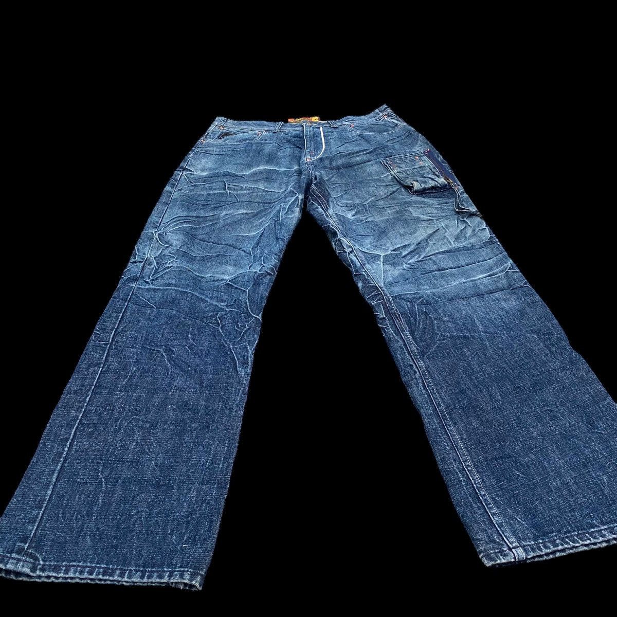 JNCO × Vintage Super Baggy Akademiks Long Denim Acid Wash Carpenter Jeans Size US 36 / EU 52 - 3 Thumbnail