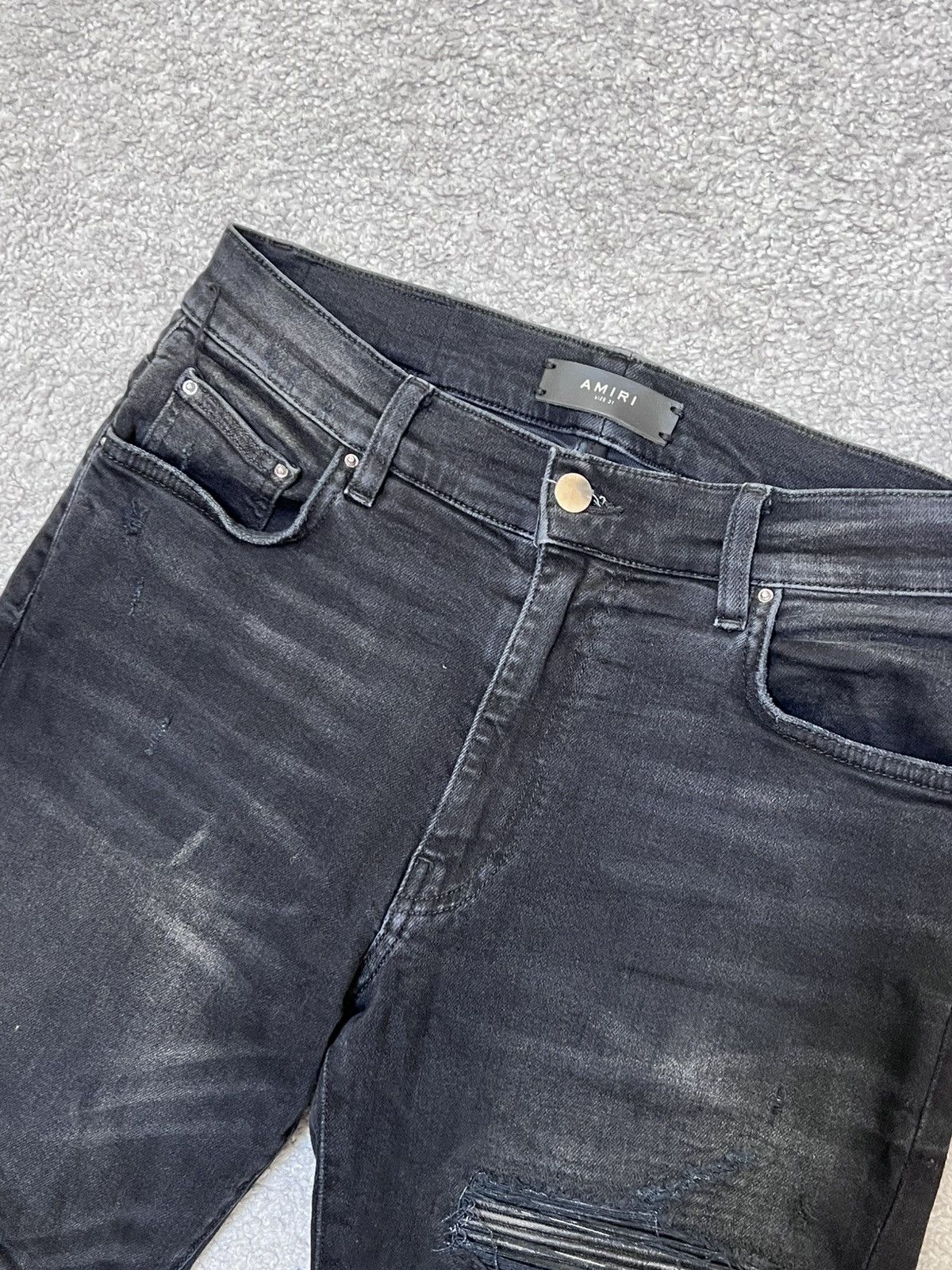 Amiri Amiri MX-1 Black Skinny Jeans With Leather Patches Size 31 Size US 31 - 5 Thumbnail