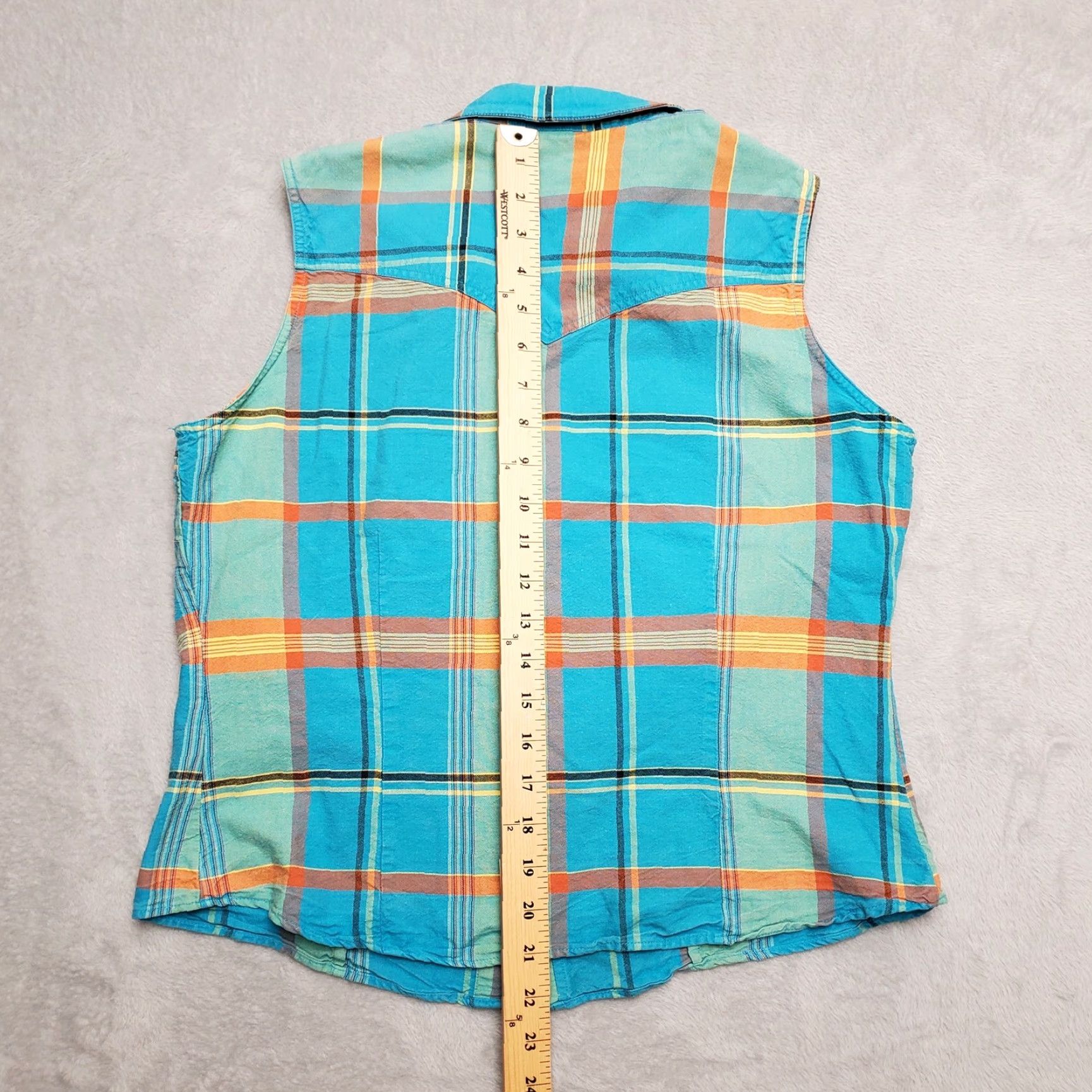 Roper VINTAGE Roper Vest Womens Large Blue Green Plaid Button up Western Cowboy Casual Shirt Size L / US 10 / IT 46 - 4 Thumbnail