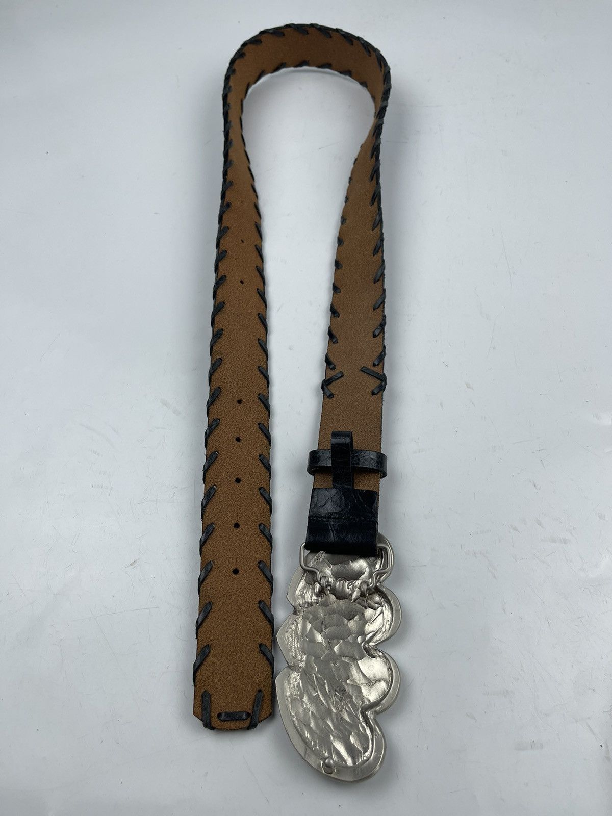 Genuine Leather big buckle leather belt tc21 Size ONE SIZE - 8 Thumbnail