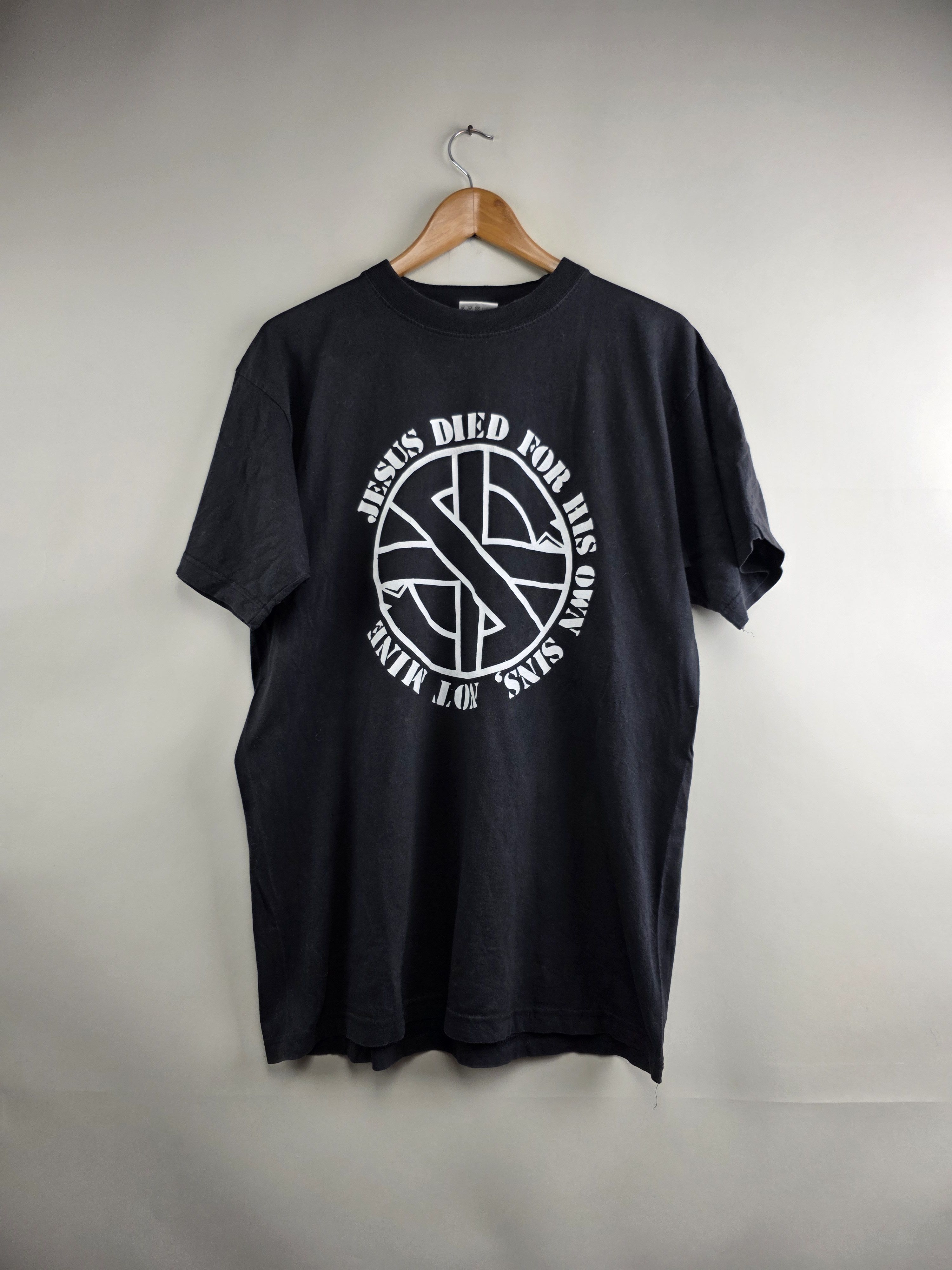 Band Tees × Vintage 90s Crass Jesus died for his own sins Punk tee L 21" 30" Size US L / EU 52-54 / 3 - 5 Thumbnail