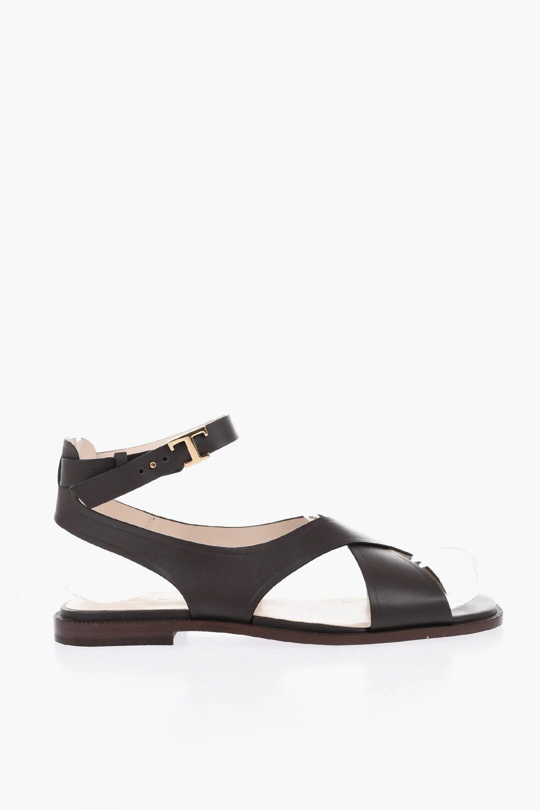 Tod's og1mm0426 Leather Criss-Cross Sandals in Brown Size US 7 / IT 37 - 1 Thumbnail